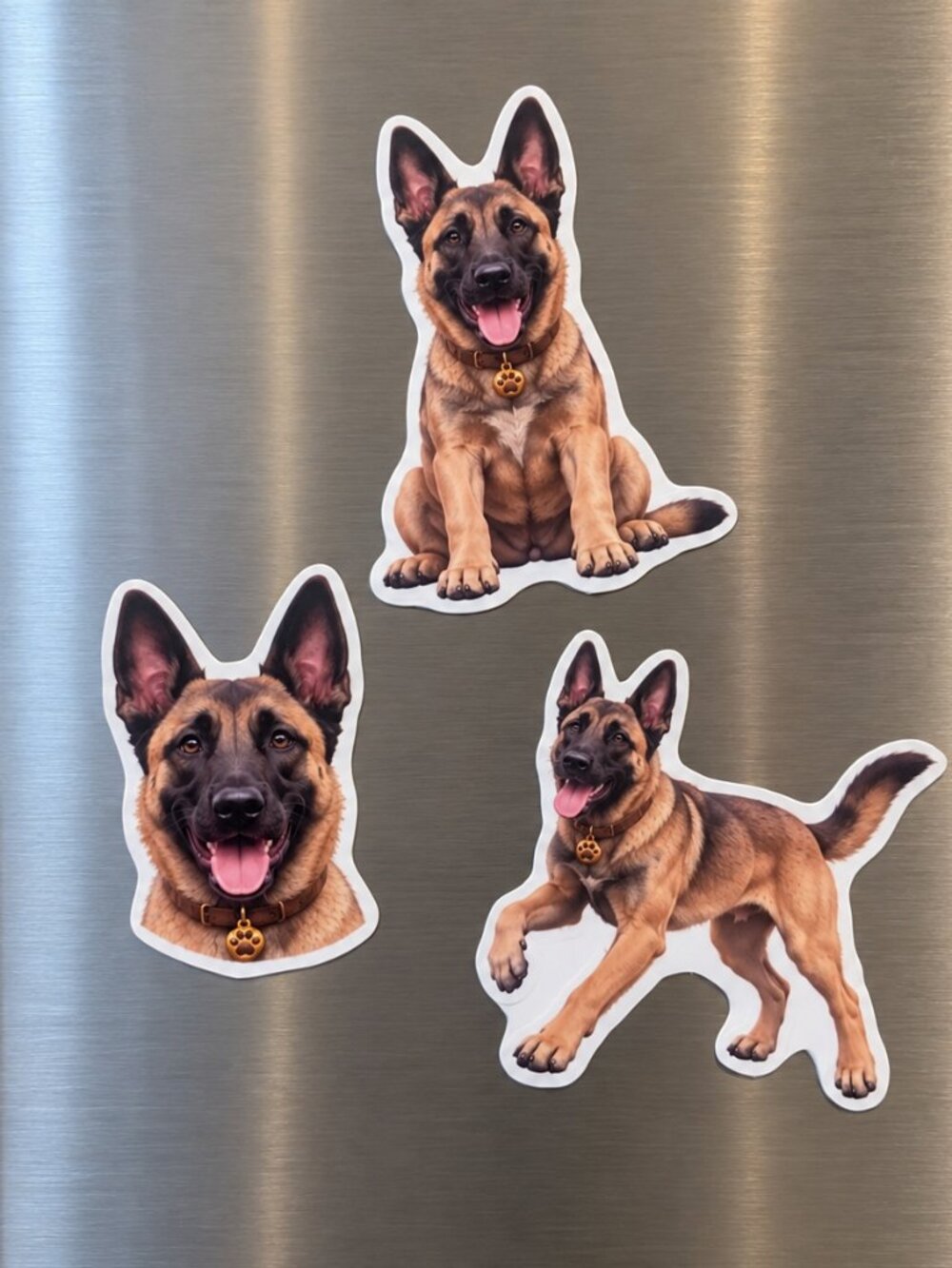 Belgian Malinois Dog Magnets Set of 3 Puppy Refrigerator Fridge Decor Gift